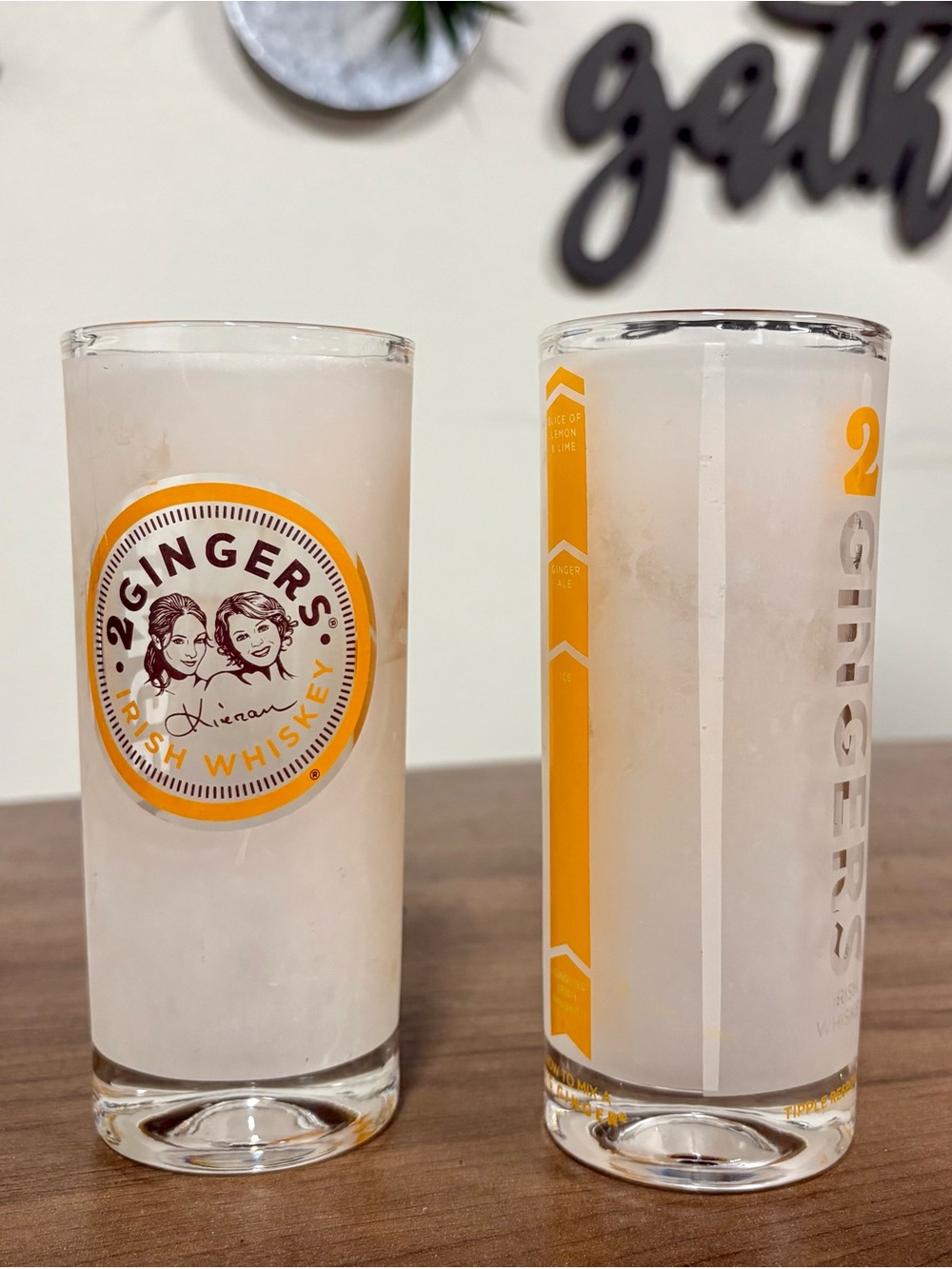 2 Gingers Irish Whiskey Frosted Highball Glasses Big Ginger Recipe Set of 2